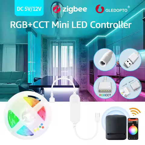 Gledopto Zigbee 3.0 Mini LED Controller USB 5V DC 12V RGBCCT Light Strip Control Tuya Alexa Conbee H