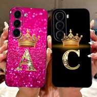 For Itel A95 5G Fashion Crown Initial Letter Couple Phone Case ItelA95 5G Soft Silicone TPU Casing