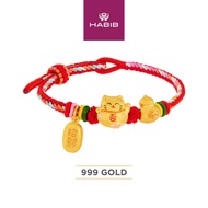 HABIB Adjustable 999/24K Gold Charm Cord Bracelet (Fortune) WWGB2621224