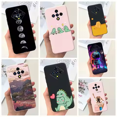 For Infinix Zero 8 X687 Case Planetary Astronaut Girl Soft Silicone Black Pink Cover For Infinix Zer