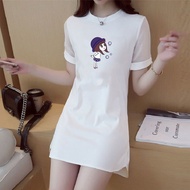 Lace Shirt Half-Sleeved T-Shirt Women Summer Korean Version Temperament Over-Hip Mid-Length Top All @