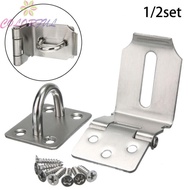 Door Padlock Plate Security Staple Hasp Latch Lock 90 Degrees Cabinet Cupboards