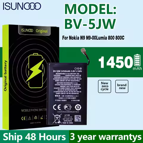 Battery 1450mAh BV-5JW Battery For Nokia N9 N9-00 Lumia 800 800C BV-5JW Battery