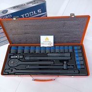 EURO KING TOOLS ชุดบล็อก 24 ชิ้น/ชุด 1/2" (4หุน) ลูกบล็อกสั้น 6 เหลี่ยม  ดำ แท้ 100%