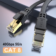 CAT 8 Ethernet Cable 40Gbps 2000MHz CAT8 RJ45 Network Lan Patch Cord Flat 10m 15m 20m 30m 50 ft 100f