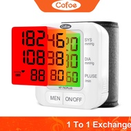 Cofoe Blood Pressure Monitor Smart Wrist Digital USB Charing Tri-color Backlight Indicators BP Heart Beat Monitor Sphygmomanometer