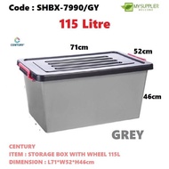 SHBX-7990/GY GREY - Century 7990BC Storage Box W/Wheel 115L L71*W52*H46cm