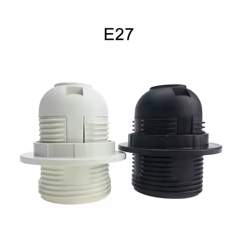 Black White E14 E27 Threaded Light Socket with Shade Ring, Standard Screw-in Light Bulb Socket Repla