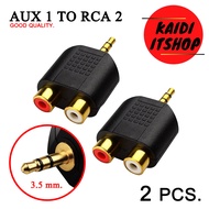 (2 ตัว) แจ็คแปลงสัญญาณเสียง Jack RCA (ช่องขาวแดง) to Aux (3.5mm) Stereo Adapter (หัวแจ็คเคลือบทองเหลืองอย่างดี)
