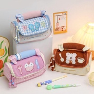 Macaron Color Pencil Case Student High-value Large-capacity Cosmetic Bag Portable Storage Dopamine P