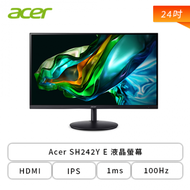 【24型】Acer SH242Y E 液晶螢幕 (HDMI/Type-C/IPS/1ms/100Hz/FreeSync/內建喇叭/三年保固)