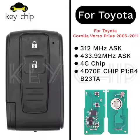 B23TA Remote Key For Toyota Corolla Verso Prius 2005-2011 433.92MHz ASK 4D70E CHIP P1:B4 B23TA 312 M