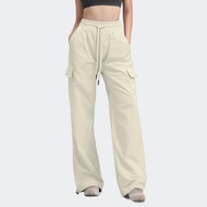 ELGINI ELGINI E16312 Women's Loose-Fit Casual Pants Mid-Rise Drawcord Waist Cargo Pockets S-XXL