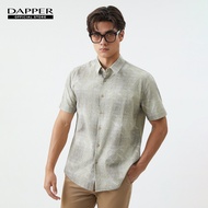 DAPPER เสื้อเชิ้ตแขนสั้น Geometric Mirage Print สีน้ำตาล