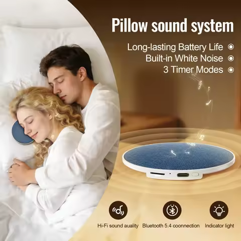 Wireless Pillow Speaker Sleep Aid 360° Surround Sound Bluetooth 5.4 Hifi Stereo Sound Private Audio 