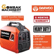 Daewoo GDA4000iG Silent Inverter Generator 3300W (3.3kW) Portable Petrol Generator - 6 Months Warran