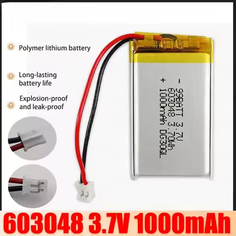 3.7V 1000mAh 603048 Battery Rechargeable Polymer Lithium Batteries Cell for Game Console Controller
