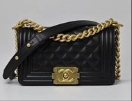 Boy Chanel 20cm 黑金荔枝皮