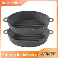 2Pcs Air Fryer Silicone Pot Round Air Fryer Replacement Basket for Oven (8.3 Inch)