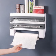 廚房保鮮膜收納架 帶切割器箔紙置物架 家用多功能紙巾架毛巾架