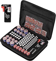stukcaze Battery Organizer Storage Case with Tester for AA AAA C D 9V Battery Holder 7 Batteries Var