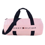 TOMMY HILFIGER-字母標誌槓條棉質兩用大旅行袋（粉色）_廠商直送