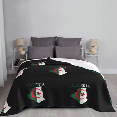 Algeria Flag Map Blankets Coral Fleece Plush Summer Algerian Heart Portable Ultra-Soft Throw Blanket