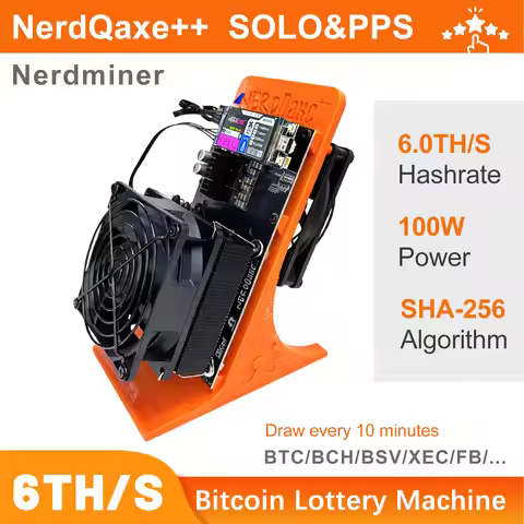 NerdQaxe++ 6TH/s Bitcoin Miner | 100W Low Power SHA-256 BTC Solo Miner with 12V 10A PSU