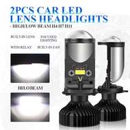 GLANBERT H4 LED Headlight Y6 H4 Lampu Led Kereta Led Light Car 6500k MINI Dual Lens Projector Car He