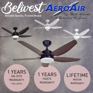 (LOWEST PRICE GUARANTEED) AEROAIR AA-528i 48, 56inch DC Motor Ceiling Fan - with/without Dim LED Light - Last Memory