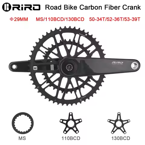 RIRO Carbon Fiber Crank Road Bike 29MM 11/12 Speed 50-34/52-36/53-39T MS Direct Mount/110/130BCD Bic