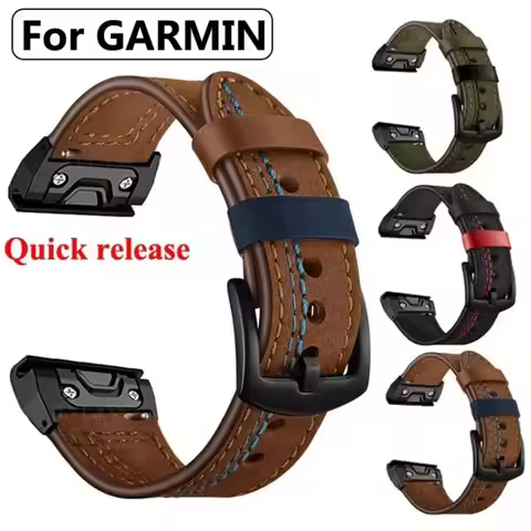 Leather Strap for Garmin Fenix 5X Plus 5 Fenix 6X 6 Fenix 7X Pro 8 Tactix 7 AMOLED Forerunner 965 Qu