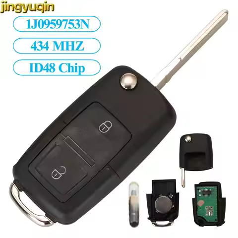 Jingyuqin Car Key Remote Fob ID48 434MHZ 1J0959753N/A For VW Golf Jetta Mk6 Polo Skoda Octavia Super
