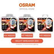 OSRAM Night Breaker 200 (+200% Brightness) | 220 (+220% Brightness) | Halogen Bulb | 1 Set | H4, H7,