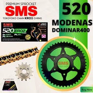 DOMINOR 400 SPROCKET SET SMS 520KR02 520 O-RING CHAIN SPROCKET SET PREMIUM SPROCKET BLACK STEEL ORIG
