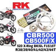 RK Sprocket Set Honda CBR500 RK520 KRX X-Ring Rivet Black / Gold Chain Rantai Hitam Emas CB500X CB500F RK 520 XRing 120