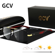 GCV Fashion Photochromic Aluminum Sunglasses Men Chameleon Polarized Pilot Glasses Anti-Glare Drivin