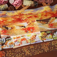 JIANWU Creative Autumn Scenery Tape Bookkeeping DIY Stickers Yellow Stickers Stationery