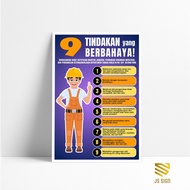 K3 Safety Poster - 9 DANGEROUS ACTIONS