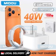 USB C 40W Fast Charger Dynamic Power Adapter UK Plug with 1M Type C Data Cable for 17,16,15,14,13,12