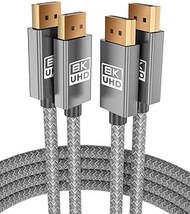 Itramax 8K 60Hz DisplayPort Cable 15FT (2-Pack),DP 1.4 Male Ultra High Speed Cord for Laptop/PC/TV/Gaming Monitor 16,HBR3 Bandwidth of 32.4Gbps,4K@144Hz,2K@165Hz,1080P@240Hz(DP 1.2 Compatible)