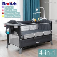 [Local Seller] 【READY STOCK】BROTISH Multifunctional 2 Layer Portable Infant Baby Cot Playpen Travel Cot Bed  Double-deck