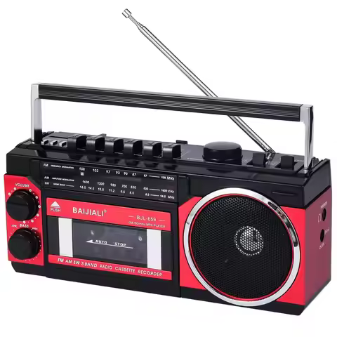 Cassette Player with AM FM SW Radio amp BT, Boombox for Home and Travel, Record from Radio, Play via