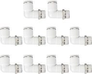 PATIKIL Push to Connect Connector 10pcs Pneumatic Air Angle Quick Connector 3/8" PT Male Thread x 10