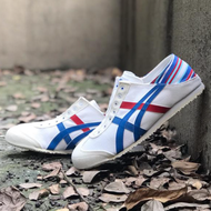 NEW Original Onitsuka Tiger Shoes MEXICO66 New Trend Versatile One Step Fit Lightweight Anti Slip Sports Shoes Comfortable and Breathable Canvas Shoes Men's and Women's Shoes White/Blue Red Classic canvas and board training shoes