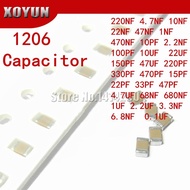 100pcs 10pf-47uf 1206 Smd 250v X7r Error 10% 10uf 106k  0.1uf 1uf 47uf 2.2uf 22uf 1uf Ceramic Capaci