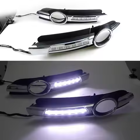 Car Flashing 1 Pair DRL For Audi A6 C6 2005 2006 2007 2008 Led Daytime Running Light Fog Lamp Cover 