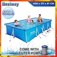 BESTWAY 4.0 Meter Family Splash Frame Pool Set Adult Family Large Outdoor Swimming Water Pool With F