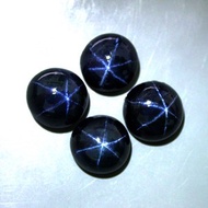 NATURAL BLUE SAPPHIRE STAR 6 RAY 4 PCS Batu Safir Ster Biru Asli 100% Untuk Perhiasan Cincin dan Lio