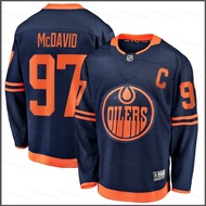 HQ5 NHL Connor McDavid Edmonton Oilers Jersey Navy Long Sleeve Tshirts Fans Sports Tops Plus Size Fa